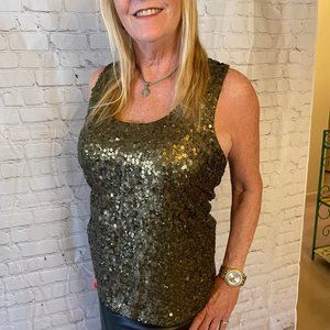 Bronze sequin party tank. Zip back. never worn Lrg